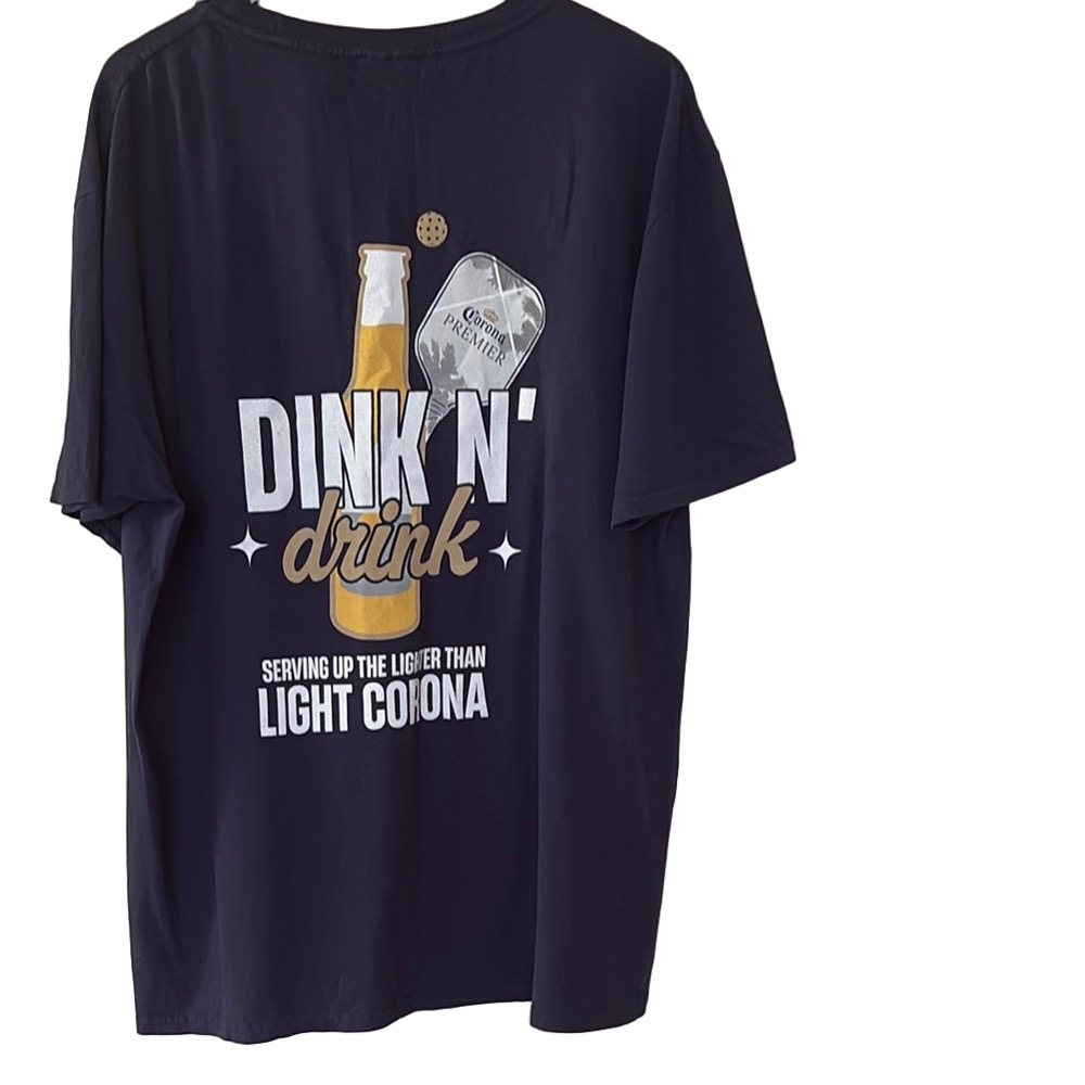 Corona Premier Dink N’ Drink Pickleball T-Shirt NWOT Men’s XL Funny Beer Tee